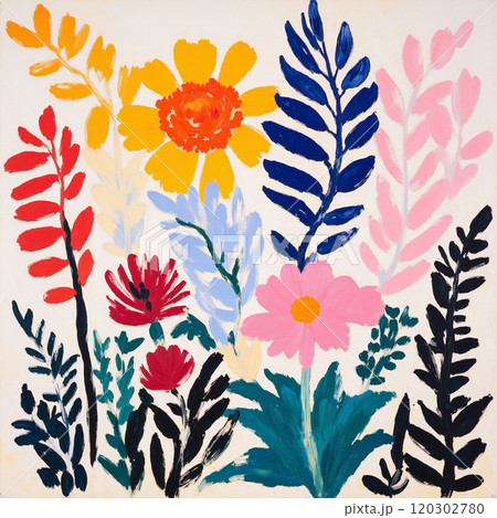 Abstract Bold Oil Painting Floral Illustration Abstract Bold Oil Painting Floral Illustration 120302780