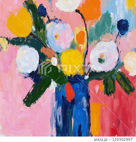Abstract Oil Painting Floral Vase Illustration Abstract Oil Painting Floral Vase Illustration 120302997