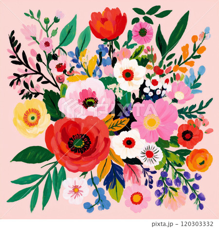 Abstract Elegant Watercolor Flower Bouquet Abstract Elegant Watercolor Flower Bouquet 120303332