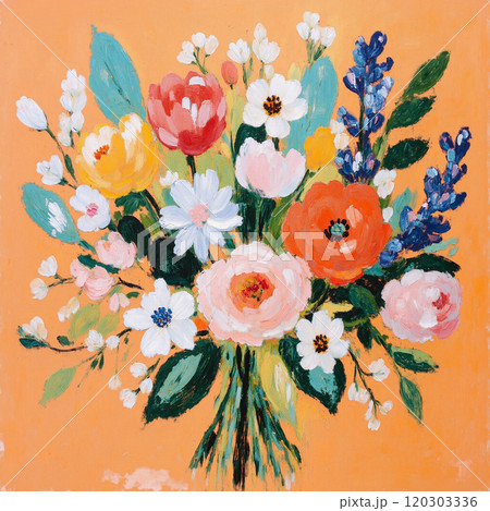 Abstract Elegant Watercolor Flower Bouquet 120303336