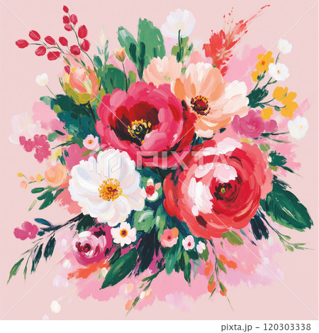 Abstract Elegant Watercolor Flower Bouquet Abstract Elegant Watercolor Flower Bouquet 120303338