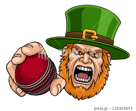 Leprechaun Celtic Irish Cricket Ball Sports Mascot Leprechaun Celtic Irish Cricket Ball Sports Mascot 120303653