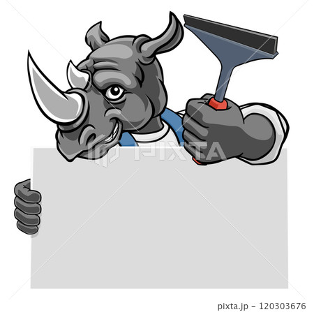Window Cleaner Rhino Car Wash Cleaning Mascot 120303676