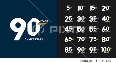 Trendy anniversary logotype set. Modern geometric anniversary celebration icons design. Trendy anniversary logotype set. Modern geometric anniversary celebration icons design. 120303891