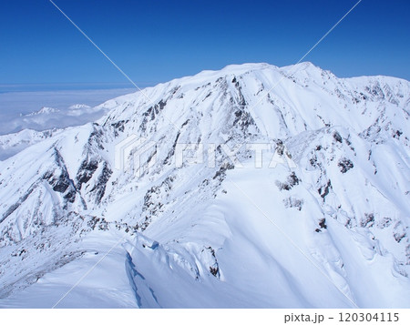 冬の北アルプス・唐松岳から望む白馬三山 120304115