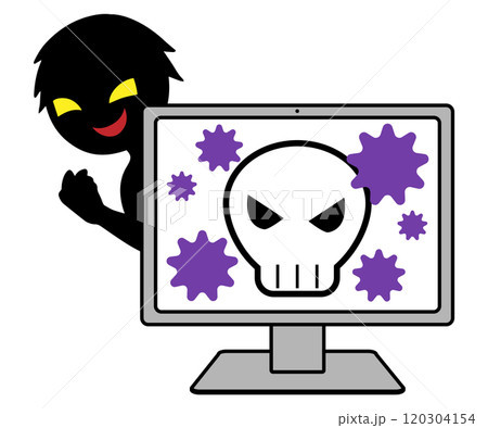ハッカーとハッキングされたパソコンイメージの素材 120304154