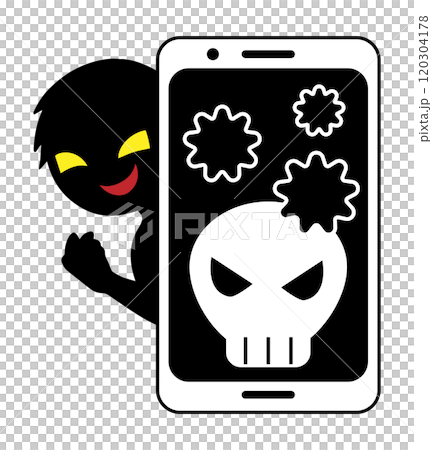 Image material of hacker and hacked smartphone 120304178