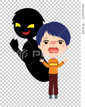 Image material of a child and a black silhouette of a suspicious person 120304183