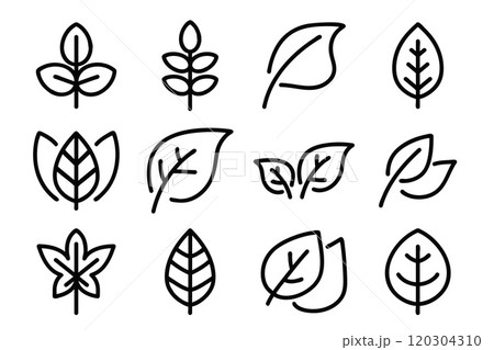 Natural set linear leaves and branches icons 120304310