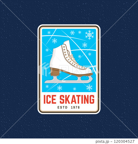 Ice Skate club logo, badge, patch design. Concept for shirt or logo, print, stamp or tee with ice skating. Winter sport. Vector illustration. 120304527