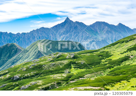 双六岳の中道分岐点から見る槍ヶ岳と樅沢岳 北アルプス双六岳三俣蓮華岳登山 双六岳の中道分岐点から見る槍ヶ岳と樅沢岳 北アルプス双六岳三俣蓮華岳登山 120305079