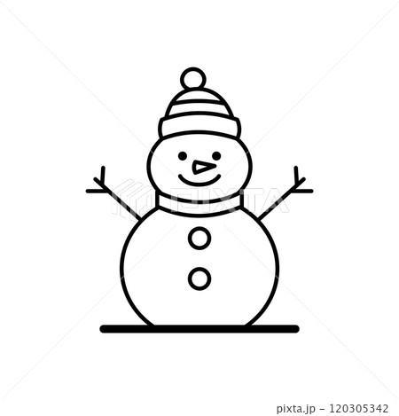 Snow man icon. Cute smiling snowman with hat. Snow man icon. Cute smiling snowman with hat. 120305342