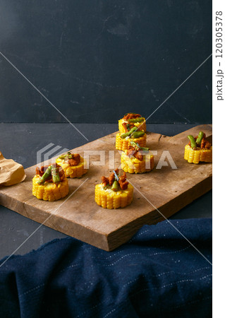 Beautiful and tasty food on a plate, exquisite dish 120305378