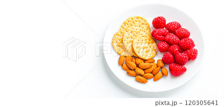 Fresh Berries and Nuts on a White Plate Fresh Berries and Nuts on a White Plate 120305641