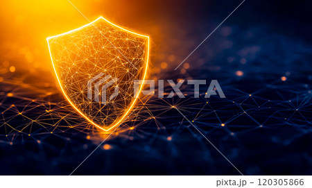 Digital Shield Symbol on Abstract Background 120305866