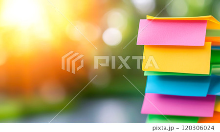 Colorful Sticky Notes with Natural Background Colorful Sticky Notes with Natural Background 120306024