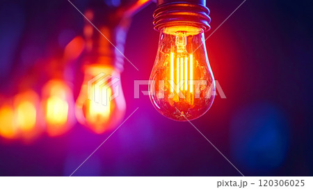 Vintage Light Bulbs with Warm Glow in Dark Background Vintage Light Bulbs with Warm Glow in Dark Background 120306025