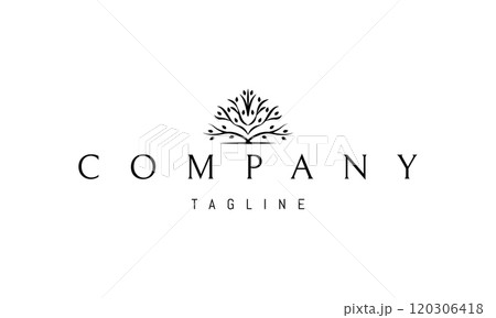 Vector logo with an abstract image of a tree of abundance. 120306418