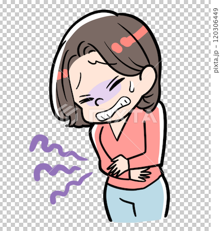 一名患有腹痛的婦女 120306449