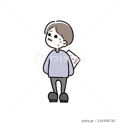 0点を取ってしまって焦っている男の子のイラスト 0点を取ってしまって焦っている男の子のイラスト 120306730