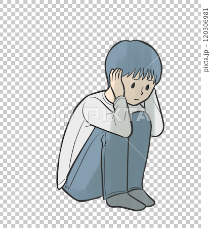 耳を塞ぐ男の子 120306981