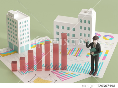 ビルとグラフとビジネスマン 120307498