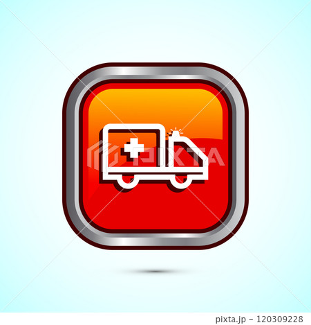 Ambulance icon design illustration. Emergency car, medicine van symbol. Button design 120309228