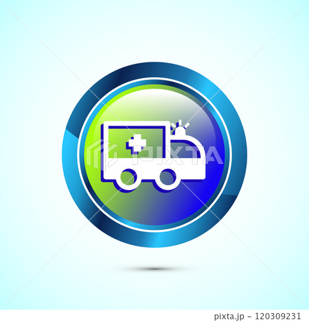 Ambulance icon design illustration. Emergency car, medicine van symbol. Button design Ambulance icon design illustration. Emergency car, medicine van symbol. Button design 120309231