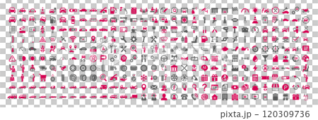 車、ガレージ、オートサービス関連のツートーンアイコンセット 車、ガレージ、オートサービス関連のツートーンアイコンセット 120309736