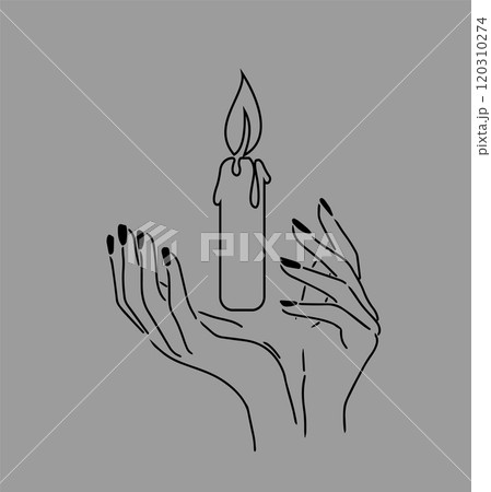 Candle in hands prayer. a religious symbol of faith in God. hand drawn. Not AI, Vector illustration Candle in hands prayer. a religious symbol of faith in God. hand drawn. Not AI, Vector illustration 120310274
