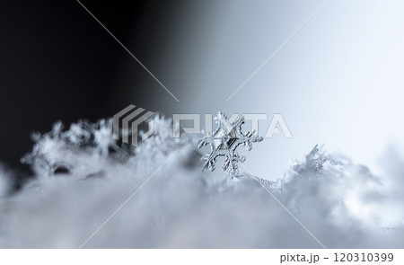 winter photo of snowflakes in the snow 120310399