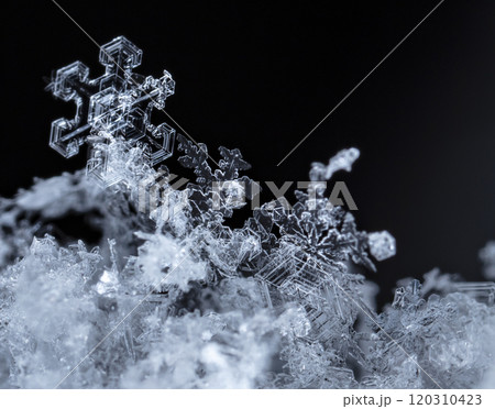 winter photo of snowflakes in the snow 120310423
