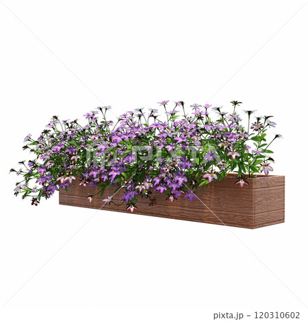 decorative flowers and plants for the interior, isolated on white background, 3D illustration, cg render 120310602