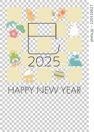 2025 Year of the Snake New Year's card, lucky charm, Japanese pattern, pastel color 2025 Year of the Snake New Year's card, lucky charm, Japanese pattern, pastel color 120310627