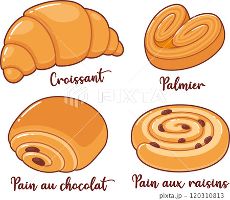 French pastry illustration set French pastry illustration set 120310813