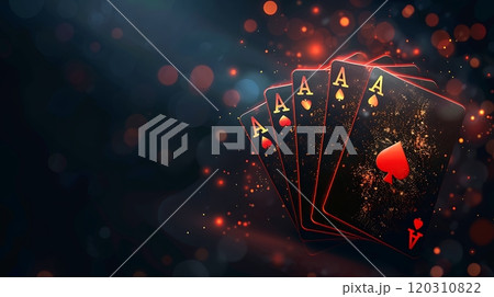 燃え盛る炎に包まれているトランプ、コピースペース,テキスト用スペース 120310822