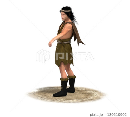 warrior character, contour visualization, 3D illustration, sketch, outline 120310902