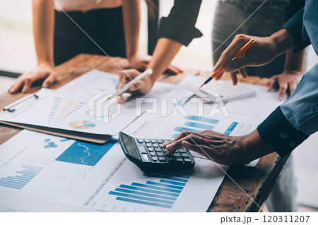 Fund managers team consultation and discuss about analysis Investment stock market at office Fund managers team consultation and discuss about analysis Investment stock market at office 120311207