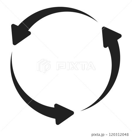 A set of circular arrow icons. Forward icon. Two to eight arrows in a cycle. Symbol of renewal, repetition, recycling. Vector illustration 120312048