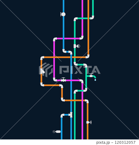 Colored water pipes with valves design Colored water pipes with valves design 120312057