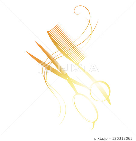 Comb, scissors and curl of hair beautiful hair stylist design 120312063