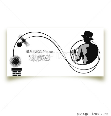 Chimney sweep with chimney cleaning tool business card concept 120312066