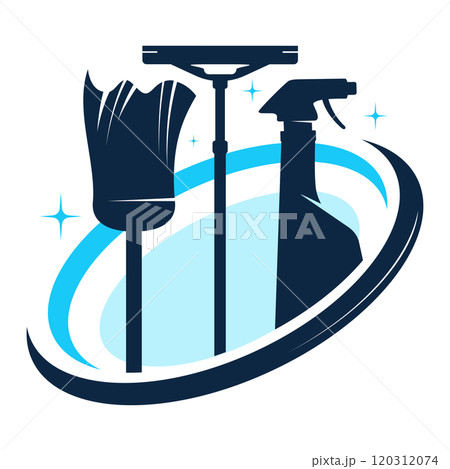 Cleaning tool in a circle symbol of a cleaning company Cleaning tool in a circle symbol of a cleaning company 120312074