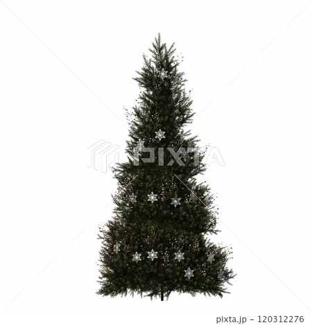 Christmas tree with decorations, isolated on white background, 3D illustration, cg render 120312276