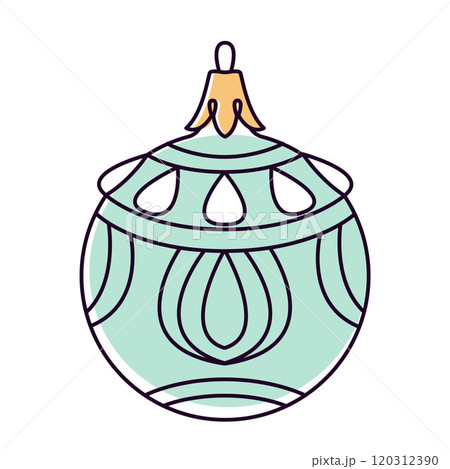 Vector christmas ball doodle style. Hand drawn line art isolated globe Vector christmas ball doodle style. Hand drawn line art isolated globe 120312390