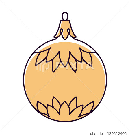 Vector christmas ball doodle style. Hand drawn line art isolated globe 120312403