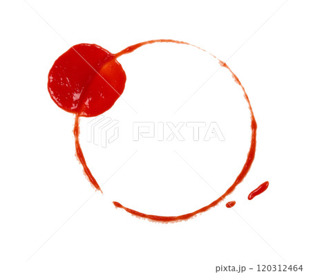 Wet stain of red tomato ketchup isolated Wet stain of red tomato ketchup isolated 120312464