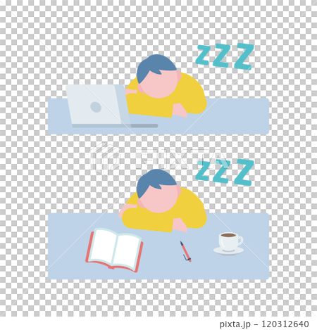 Man sleeping at desk 120312640