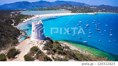 Italy summer holidays . most beautiful beaches of Sardegna (Sardinia) island - Porto Giunco in the south, Villasimius Italy summer holidays . most beautiful beaches of Sardegna (Sardinia) island - Porto Giunco in the south, Villasimius 120312823