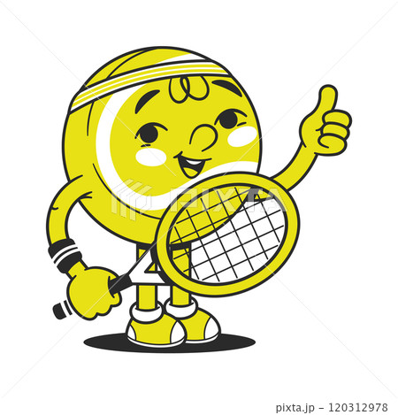 Happy positive tennis ball character Happy positive tennis ball character 120312978
